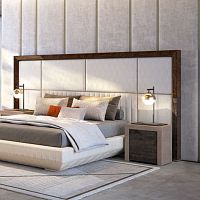 Contemporary bedside table MILESwoodenleatherrectangular