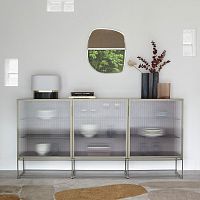 Contemporary display case Canalettowith long legsglasswooden