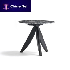 Contemporary side table CIRCUS lacquered MDFchrome steel baseash base