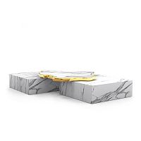 Contemporary table NAVARRA CENTER TABLEbrassmarblemaple base