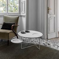 Contemporary coffee table KEPLEROlacquered MDFmetal baseround