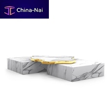 Contemporary table NAVARRA CENTER TABLEbrassmarblemaple base