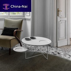 Contemporary coffee table KEPLEROlacquered MDFmetal baseround