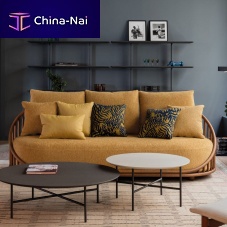 Contemporary sofa CASKfabricleathergray