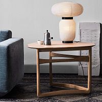 Contemporary side table DROP LEAFsolid woodsolid wood basetriangular