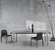 Contemporary dining table PONT NEUFashlacquered glassmarble
