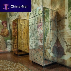 Contemporary chiffonier Scrignolacquered woodsteelglass
