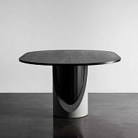 Contemporary dining table SHARPwood veneerpainted steel basefiber-reinforced concrete base