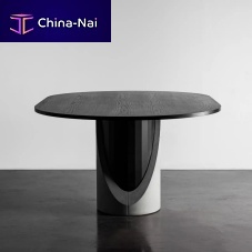 Contemporary dining table SHARPwood veneerpainted steel basefiber-reinforced concrete base