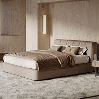 Double bed Moonbeamcontemporarywith headboardupholstered
