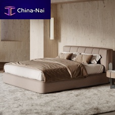Double bed Moonbeamcontemporarywith headboardupholstered