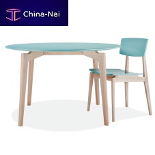 Contemporary table FIFTYwoodenroundsquare