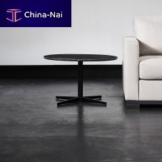 Contemporary side table STARwoodenmarblepainted metal base