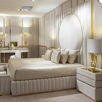 Double bed SignatureArt Decoupholsteredwith headboard
