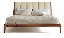 Double bed P-112 contemporarywith upholstered headboardwalnut