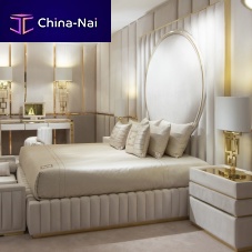 Double bed SignatureArt Decoupholsteredwith headboard