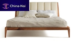 Double bed P-112 contemporarywith upholstered headboardwalnut