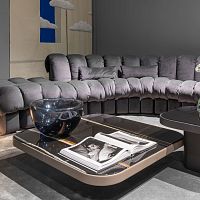 Contemporary coffee table DS-3011glassmarbleleather base