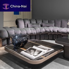 Contemporary coffee table DS-3011glassmarbleleather base