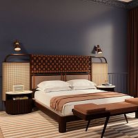 Double bed O�Connell Icontemporaryupholsteredwith headboard