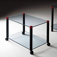 Contemporary table GARFAglassmetal basewooden base