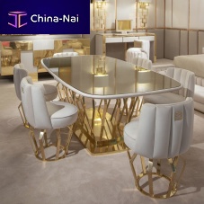 Contemporary dining table Signaturecrystalbrassmetal base