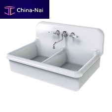 Double kitchen sink TCK90Bwithout drainboardceramicapron-front