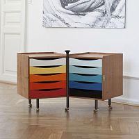 Scandinavian design sideboard GLOVEwoodensteelbrass