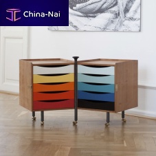 Scandinavian design sideboard GLOVEwoodensteelbrass