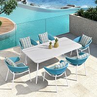 Original design dining table H-9828aluminiumaluminum basesquare