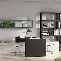 Contemporary desk oakwith storage compartmentpanel end