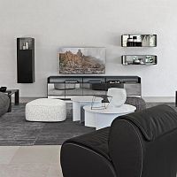Contemporary living room wall unit Fogliosheet metalfor TVwith storage compartment