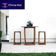 Contemporary high bar table BUNGALOW marbleteak basesquare