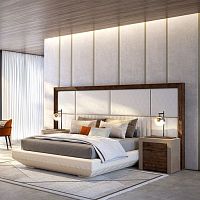 Double bed KIMERAcontemporaryupholsteredwith headboard
