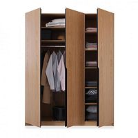Contemporary wardrobe LEILAoakwalnutwith swing doors