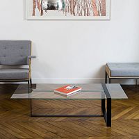 Original design coffee table SVERIN tempered glasssteelrectangular