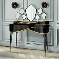 Traditional dressing table PETIT AMELIEglossy varnished woodwood with gold leaf finishpolished brass
