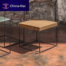 Contemporary coffee table SLIM IRONY ARTglasssheet steelcopper base