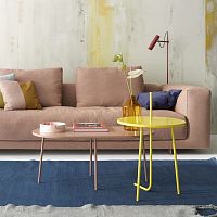 Contemporary side table BONDwoodenpainted metal baseround