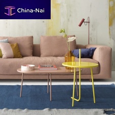 Contemporary side table BONDwoodenpainted metal baseround