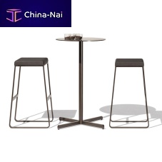 Contemporary high bar table SITlacquered aluminumaluminum baseround