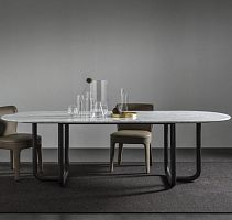 Contemporary table Paipu 260glassmarblesteel base