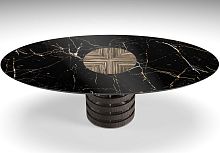 Contemporary table CONRAD marblewooden baseoval