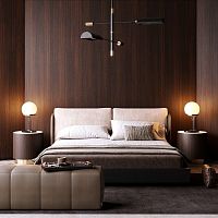 Double bed BROOKE contemporaryupholsteredwith upholstered headboard