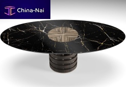 Contemporary table CONRAD marblewooden baseoval
