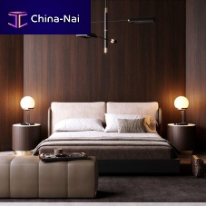 Double bed BROOKE contemporaryupholsteredwith upholstered headboard