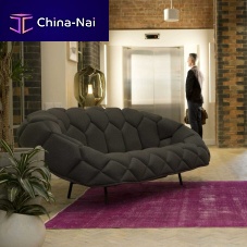Contemporary sofa QUILTfabricgraypowder-coated steel