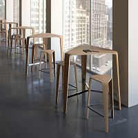 Minimalist design high bar table HOClaminated woodHPLbeech base