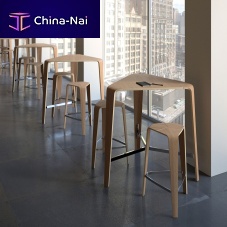 Minimalist design high bar table HOClaminated woodHPLbeech base