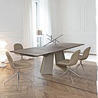 Contemporary table FIANDREsolid woodlacquered woodglass
